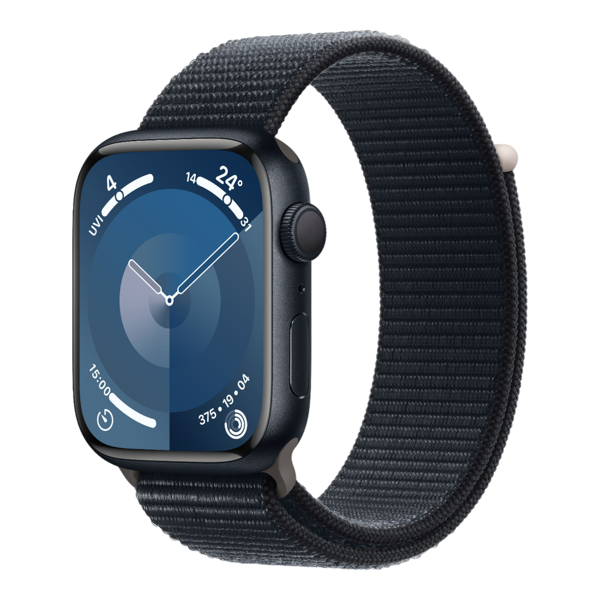 Apple Watch Series 9 GPS, 45mm Midnight Aluminum Case with Midnight Sport Loop - alAsil